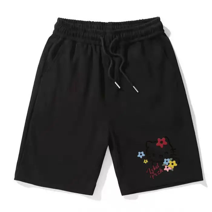 Sanrio Cute Shorts Hello Kittys Kawaii Beach Pants Sports Loose Casual Comfortable Breathable Cartoon High End Gifts