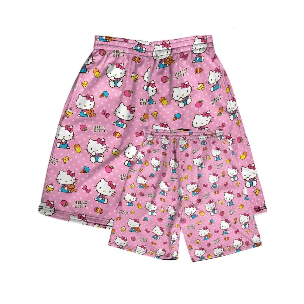 Sanrio Hello Kittys Kawaii Cute Cropped Pants Sports Loose Comfortable  Breathable Cartoon