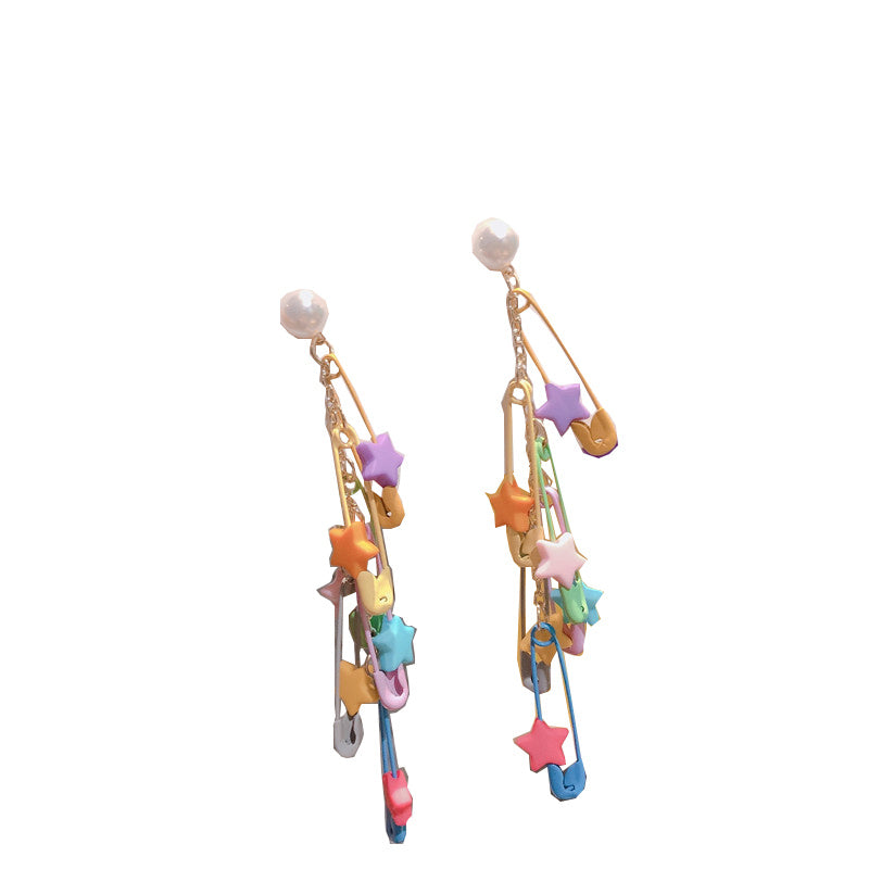 Star tassel paper clip earrings