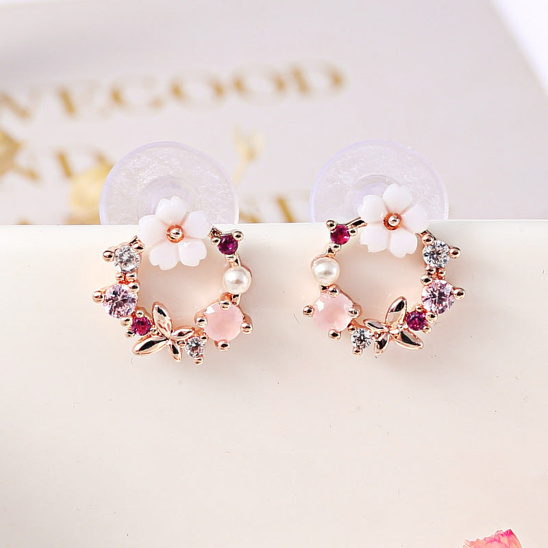 Flower ear clip garland earrings