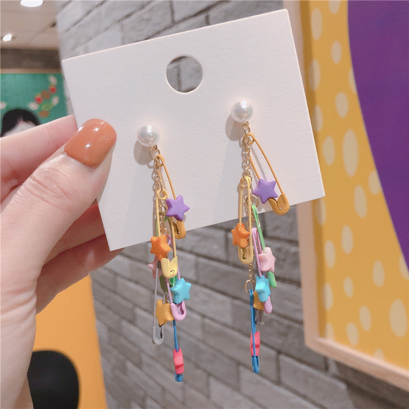 Star tassel paper clip earrings