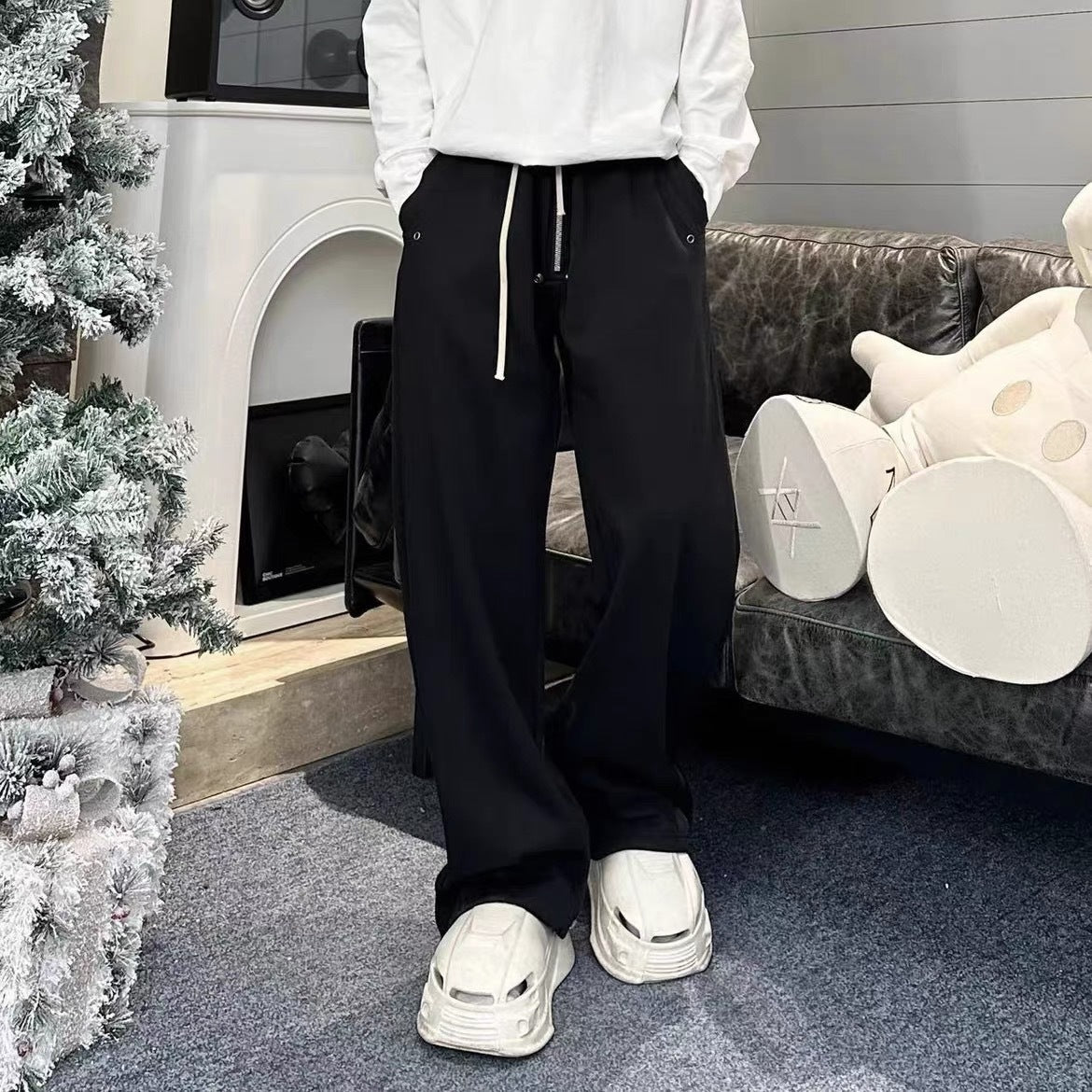 Washed Old High Street Men's Straight Mop Sweatpants