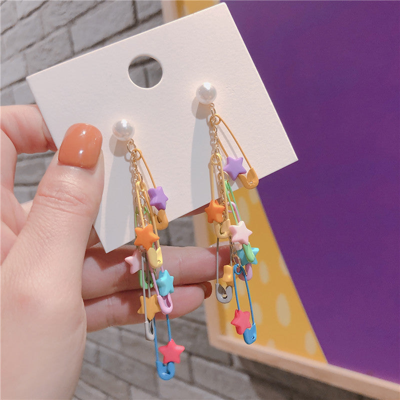 Star tassel paper clip earrings