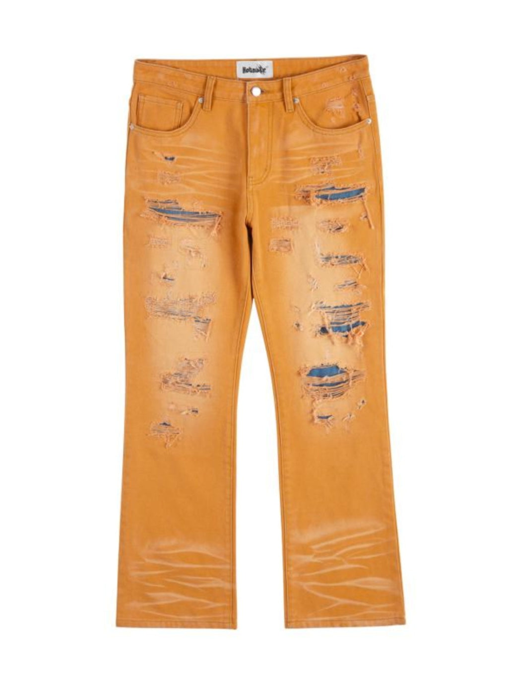 Washed Old Sunset Color Ripped Straight Casual Men's Jeans