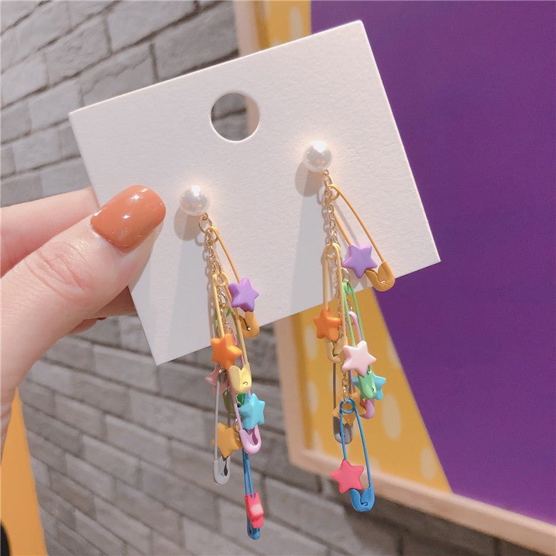 Star tassel paper clip earrings