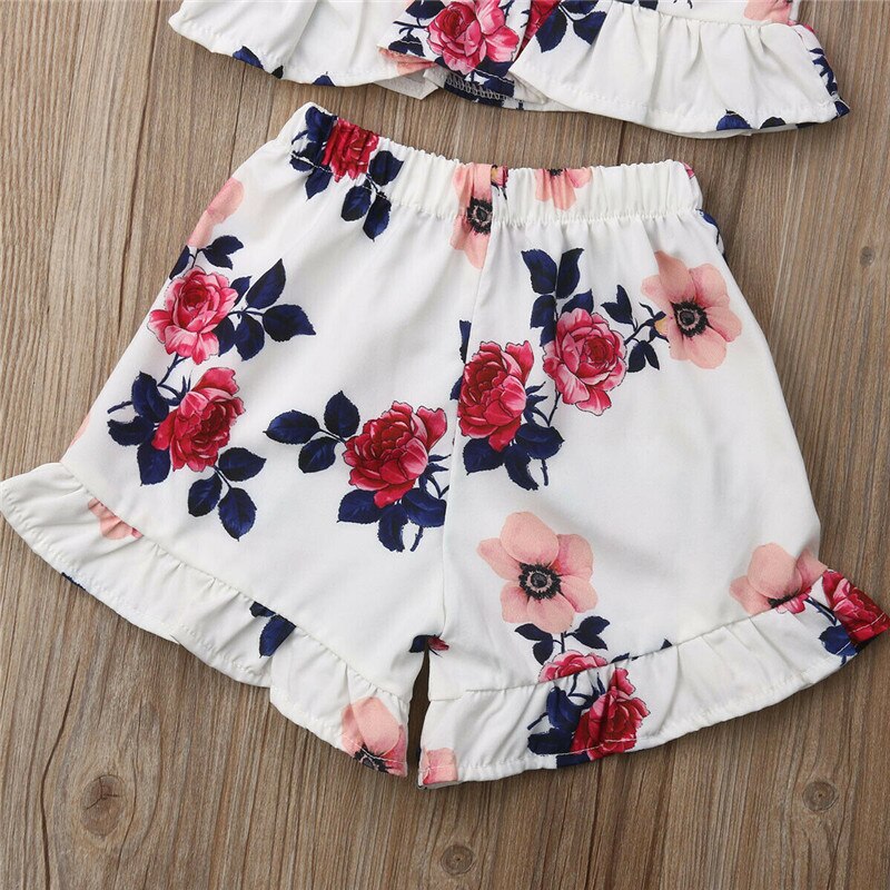 2pcs Toddler Kid Baby Girl Clothes Floral Ruffle