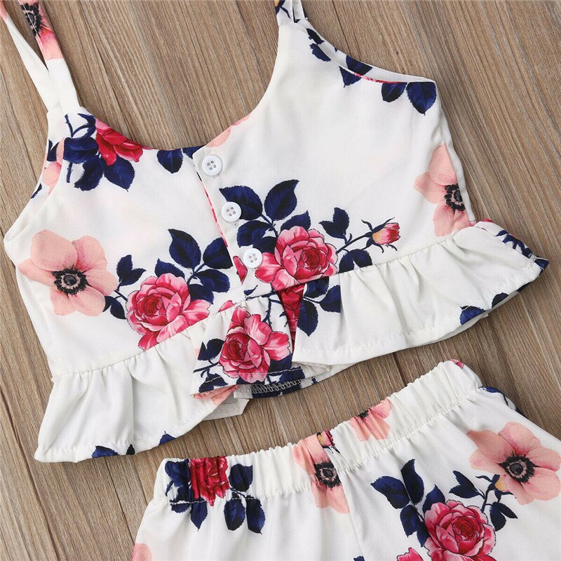 2pcs Toddler Kid Baby Girl Clothes Floral Ruffle