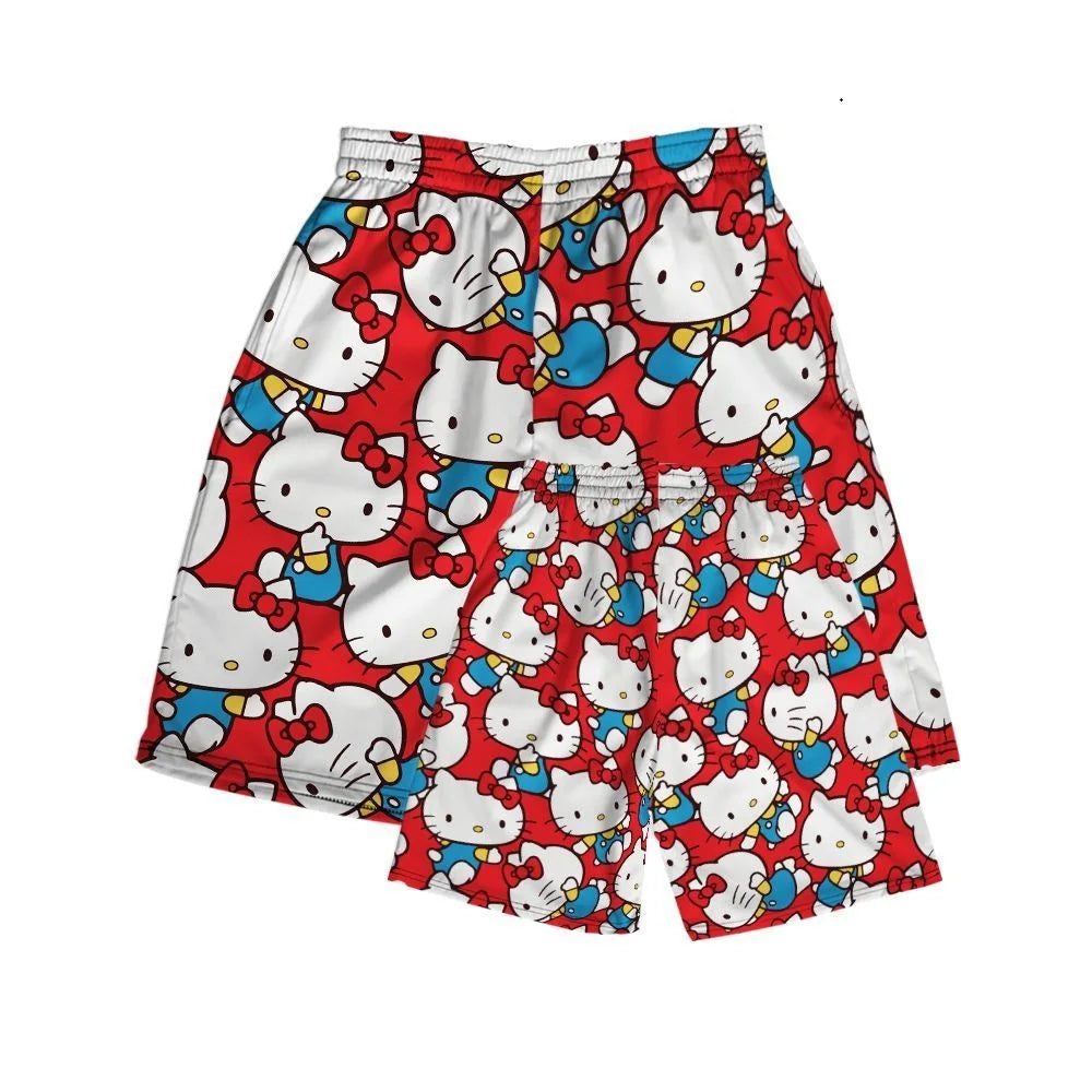 Sanrio Hello Kittys Kawaii Cute Cropped Pants Sports Loose Comfortable  Breathable Cartoon