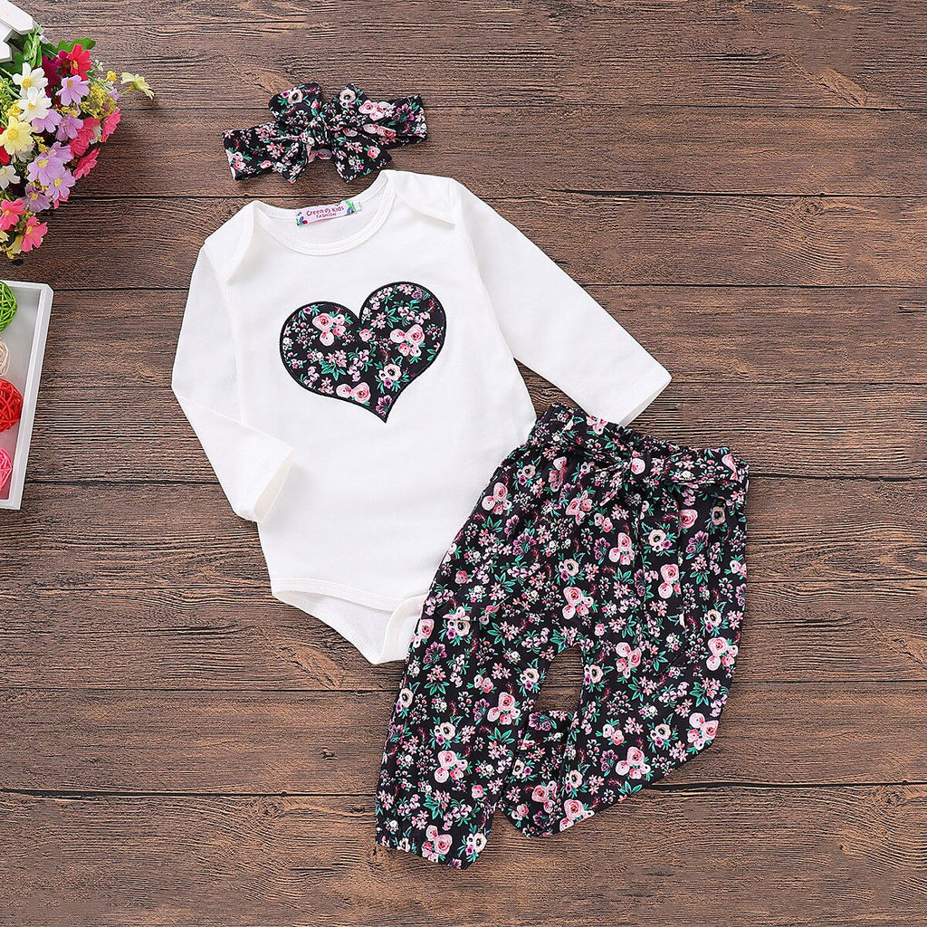 3PCS Autumn Winter Kids Baby Girls Clothes Sets