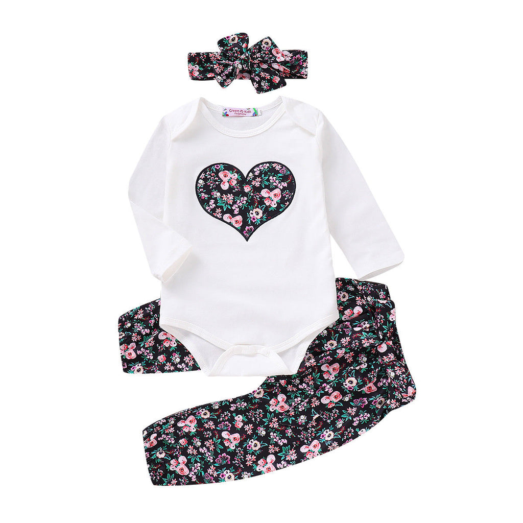 3PCS Autumn Winter Kids Baby Girls Clothes Sets