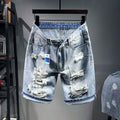 Men's Large Cotton Ripped Washed Denim Shorts