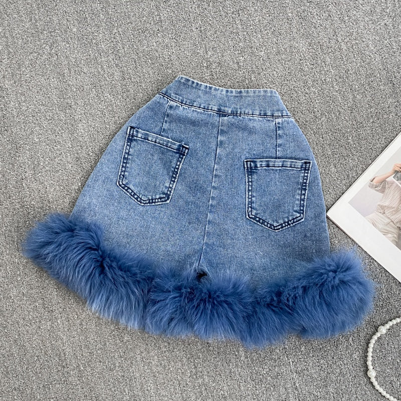 Vintage Temperament Washed Ground Old Denim Skirt