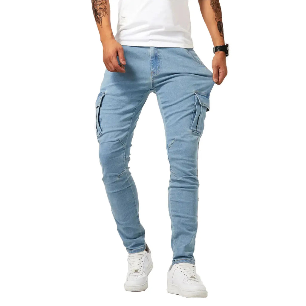 Men's Tooling Casual Pants Denim Tooling Pants Men's Multi-Bag Labor Pants