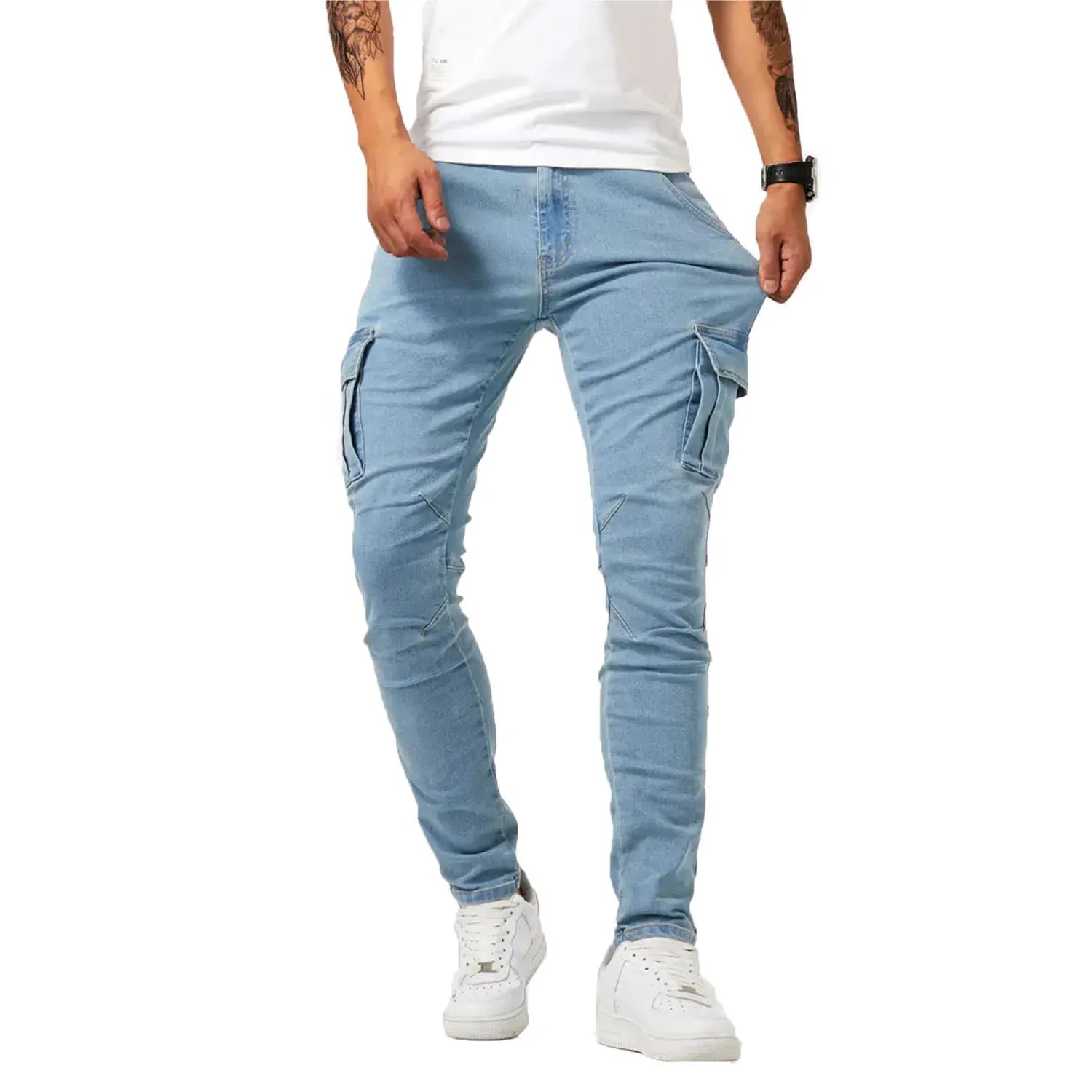 Men's Tooling Casual Pants Denim Tooling Pants Men's Multi-Bag Labor Pants