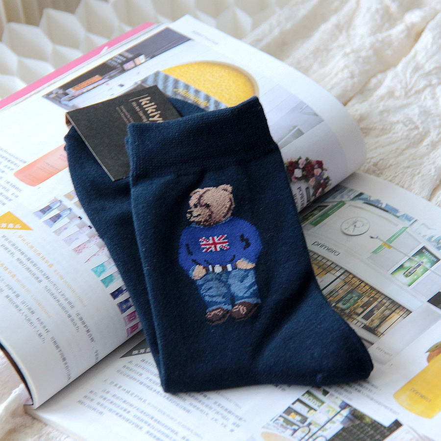 Personalized Bear Business Casual Mid-calf Cotton Socks Autumn And Winter Sweat-absorbing Sports Socks
