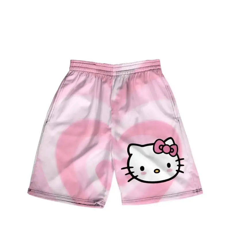 Sanrio Hello Kittys Kawaii Cute Cropped Pants Sports Loose Comfortable  Breathable Cartoon