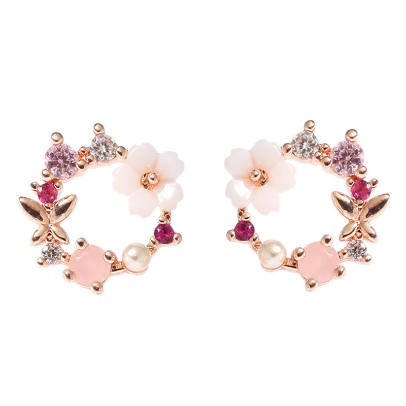 Flower ear clip garland earrings