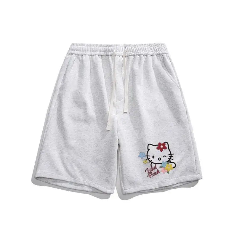 Sanrio Cute Shorts Hello Kittys Kawaii Beach Pants Sports Loose Casual Comfortable Breathable Cartoon High End Gifts
