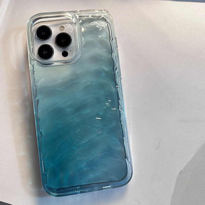 New Ins Faded Blue Water Pattern Phone Case