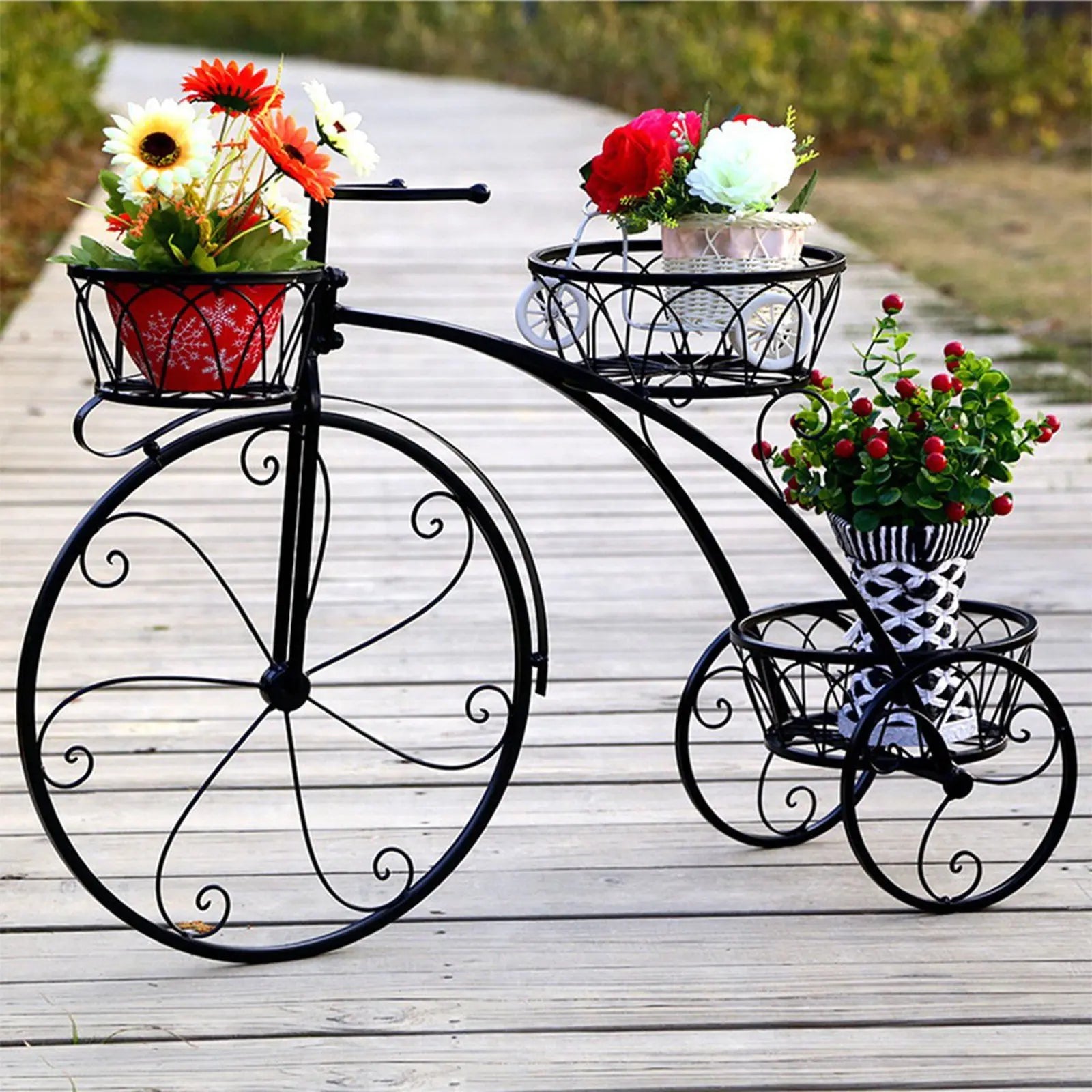 Tricycle Plant Stand for Home Garden and Patio