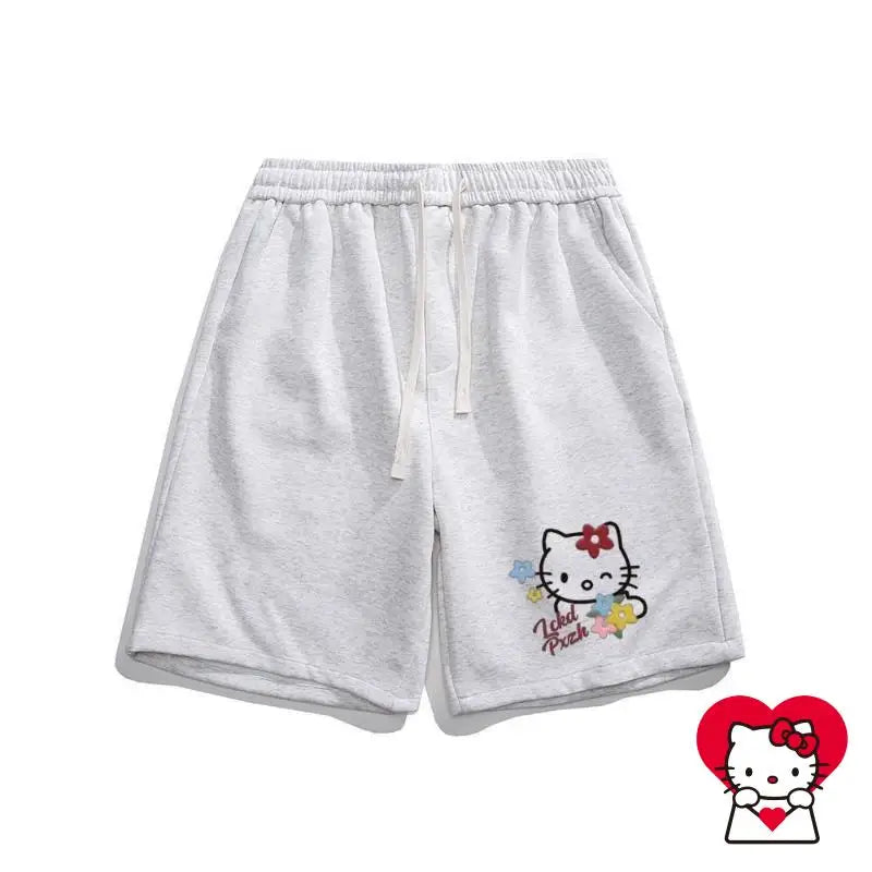 Sanrio Cute Shorts Hello Kittys Kawaii Beach Pants Sports Loose Casual Comfortable Breathable Cartoon High End Gifts