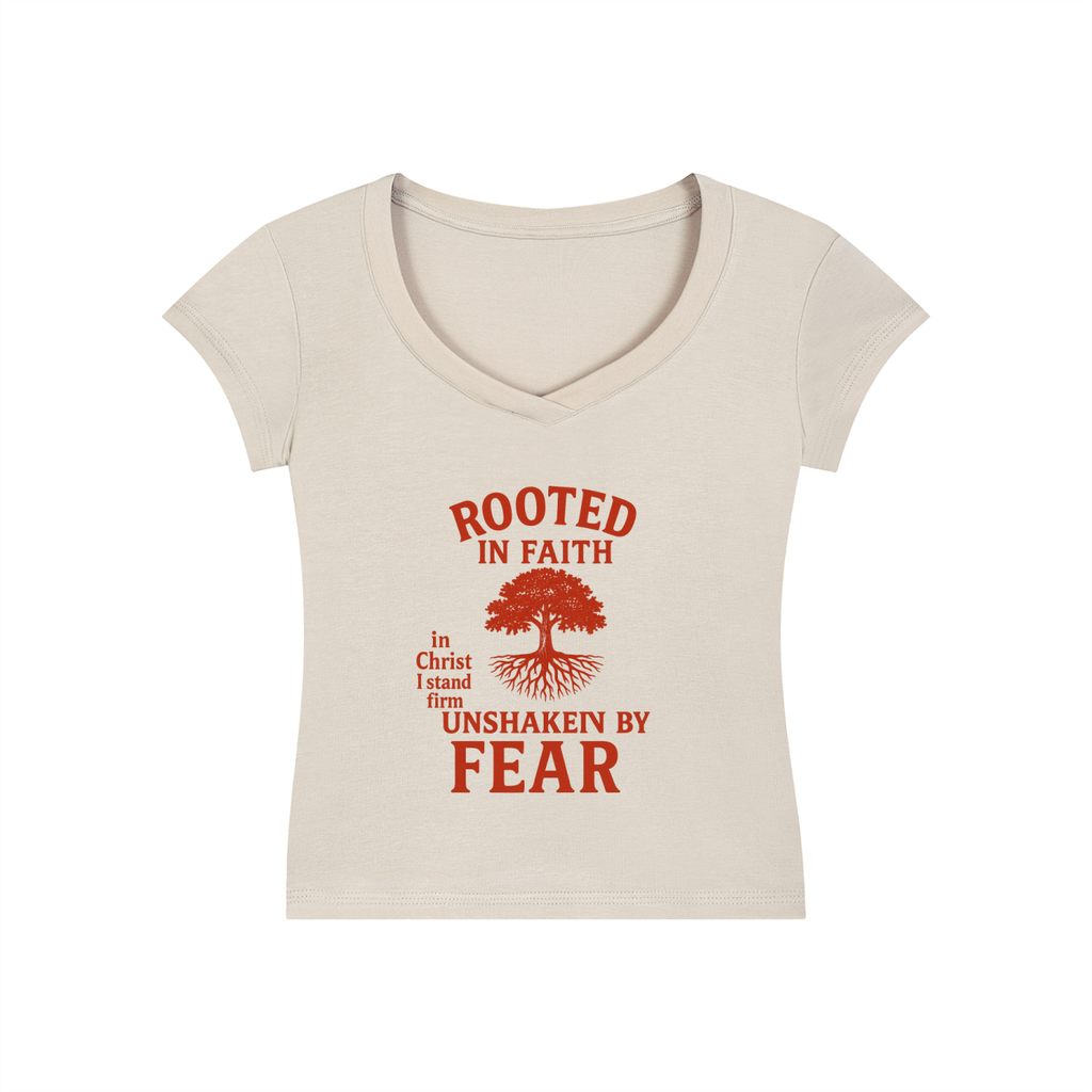 Essential V-Neck Bodycon T-Shirt rooted in faith