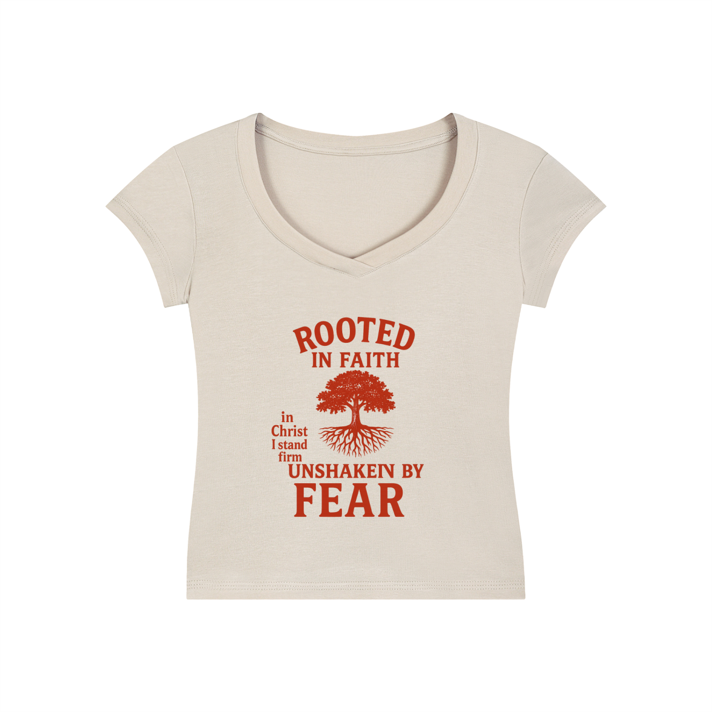 Essential V-Neck Bodycon T-Shirt rooted in faith