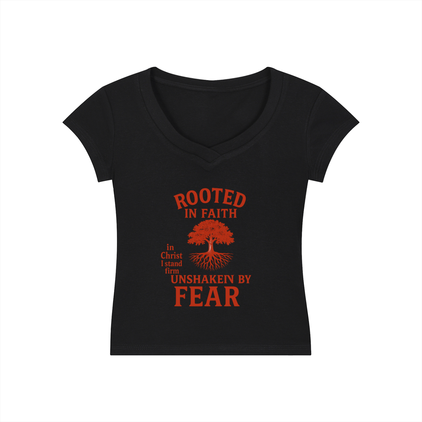 Essential V-Neck Bodycon T-Shirt rooted in faith