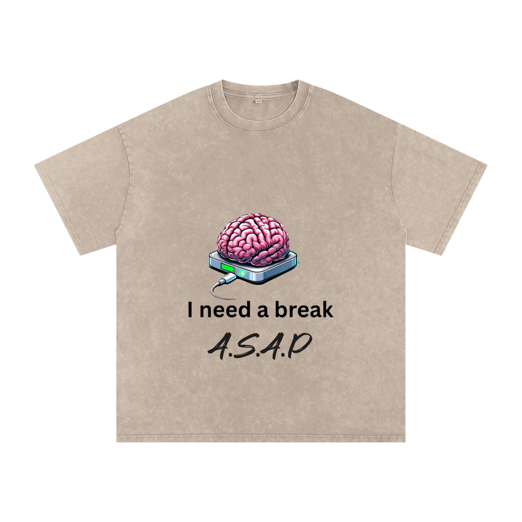 Snow Washed Oversized Cotton T-Shirt Need a break