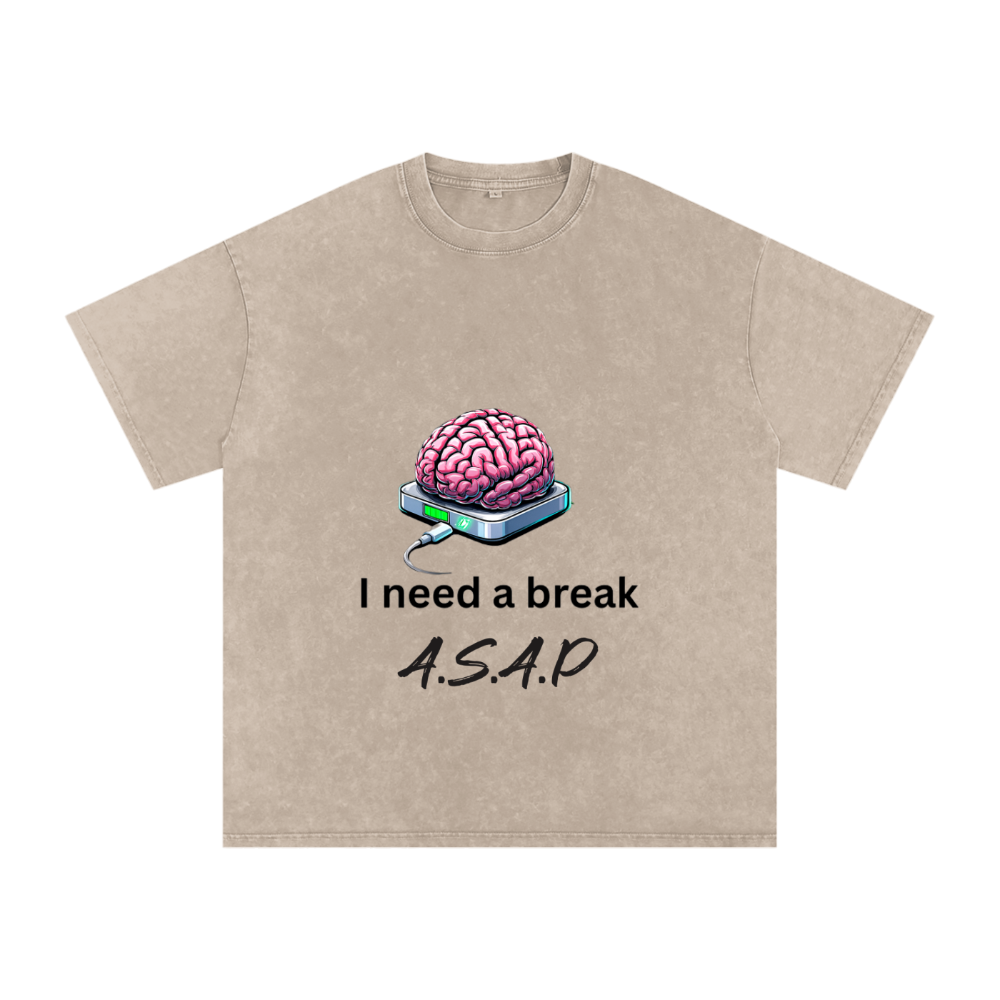 Snow Washed Oversized Cotton T-Shirt Need a break