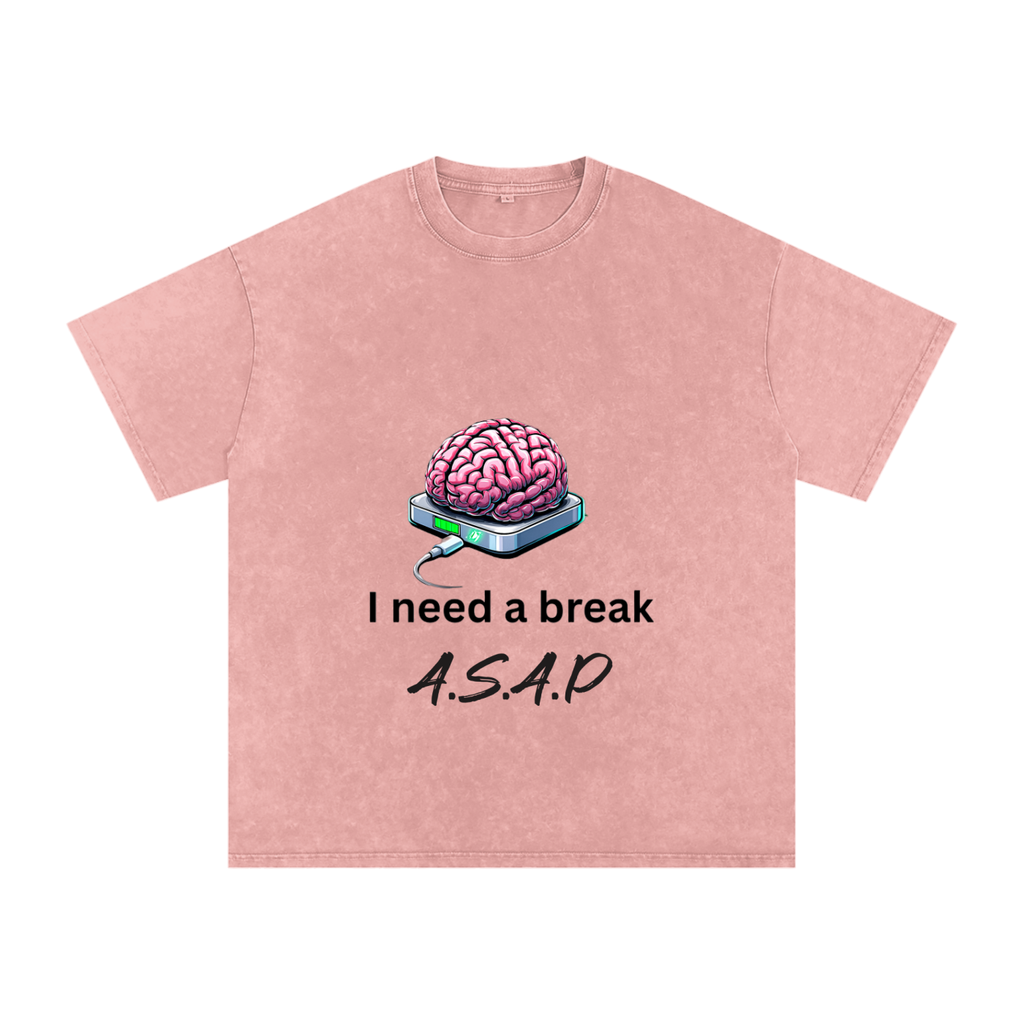 Snow Washed Oversized Cotton T-Shirt Need a break