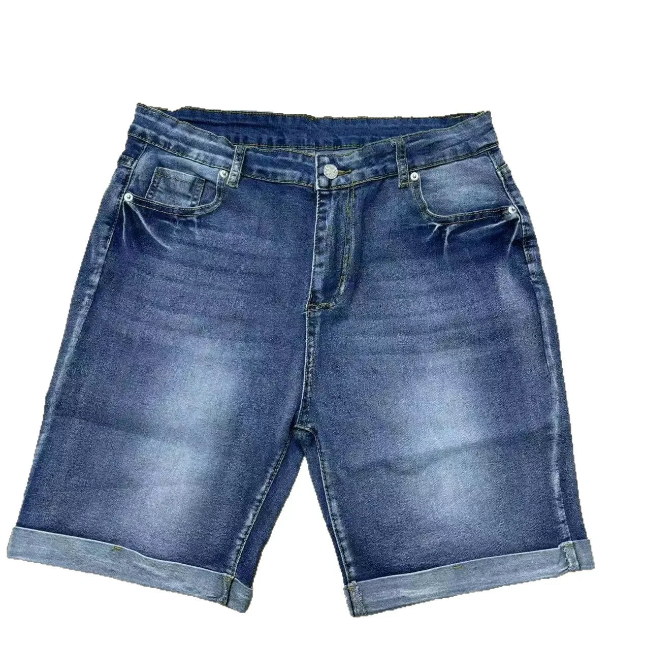 Women Jeans Denim short Knee Length High Waist Stretch Distressed Washed  Skinny Straight Short Pants