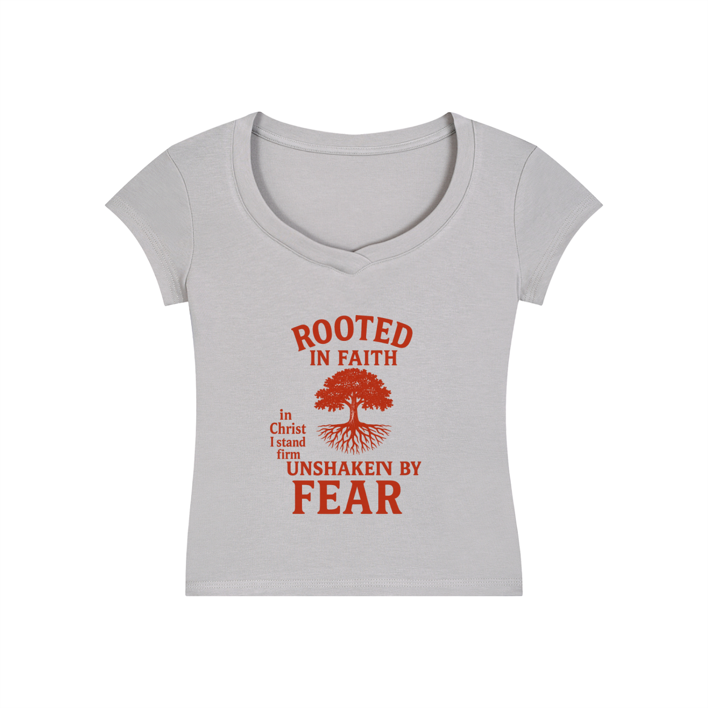 Essential V-Neck Bodycon T-Shirt rooted in faith