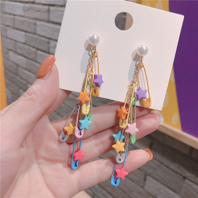 Star tassel paper clip earrings