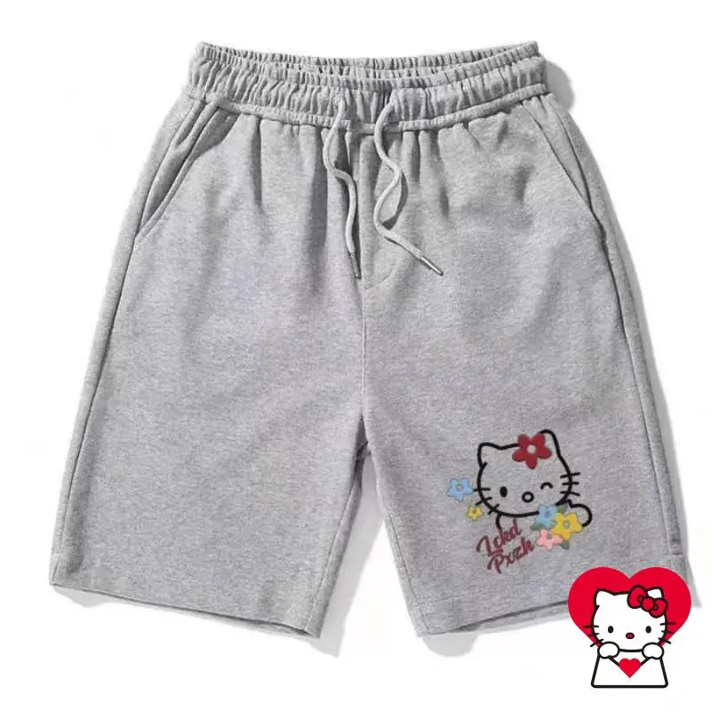 Sanrio Cute Shorts Hello Kittys Kawaii Beach Pants Sports Loose Casual Comfortable Breathable Cartoon High End Gifts
