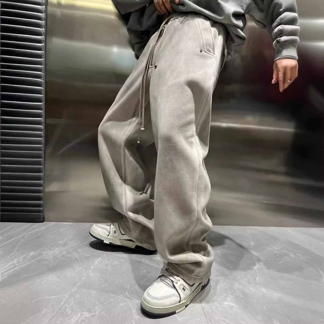 Washed Old High Street Men's Straight Mop Sweatpants