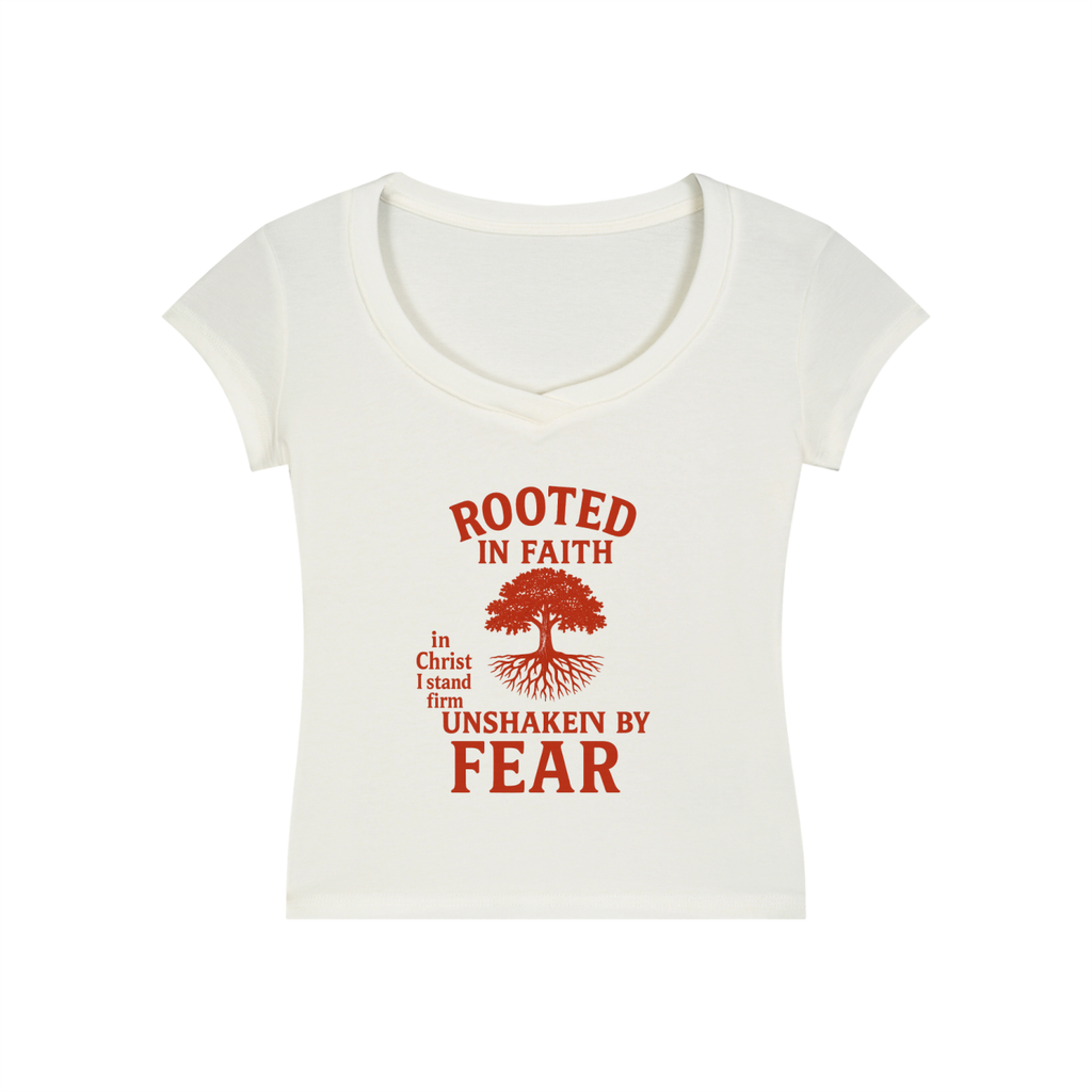 Essential V-Neck Bodycon T-Shirt rooted in faith