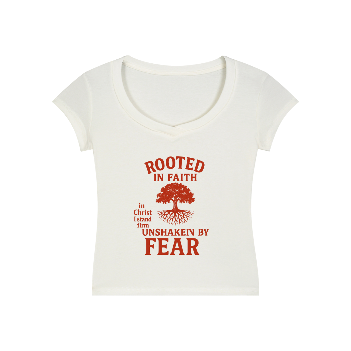 Essential V-Neck Bodycon T-Shirt rooted in faith