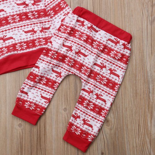 Kids Xmas Hooded Clothes Sets Infant Baby Boy Girl