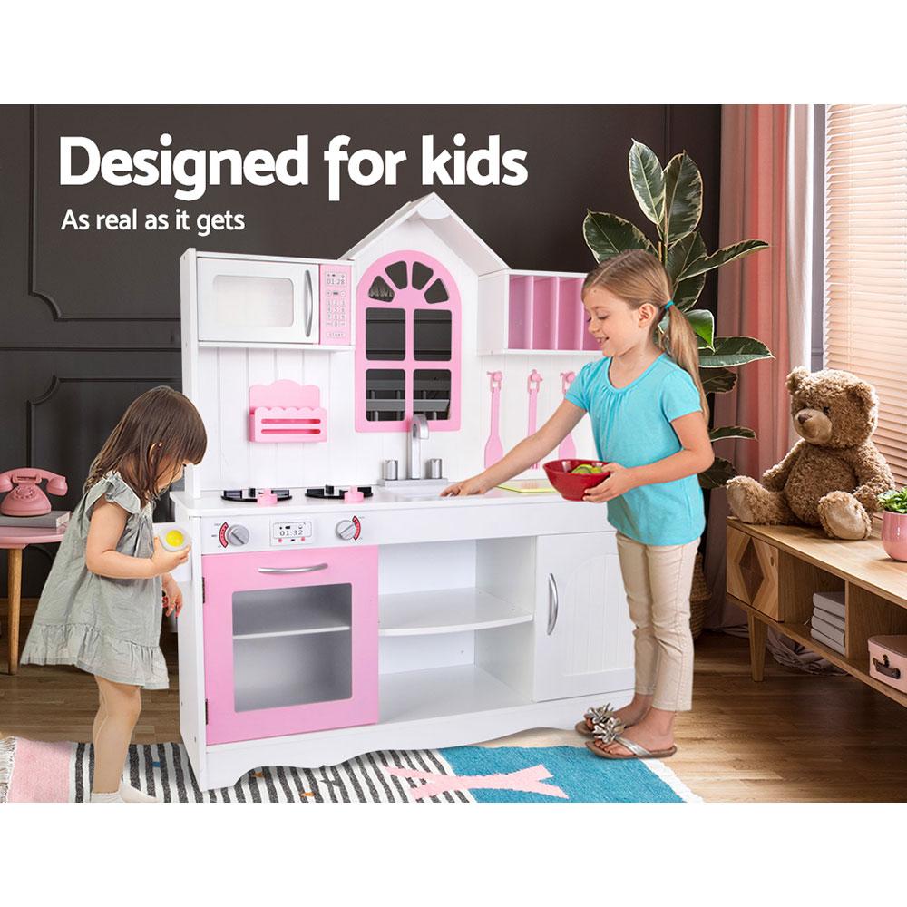 Keezi Kids Kitchen Play Set Wooden Pretend Toys Cooking Children