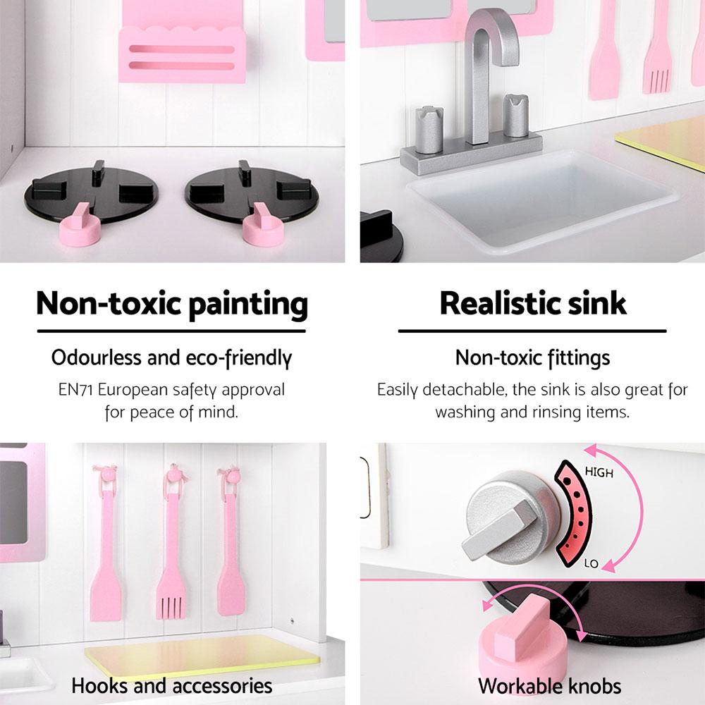 Keezi Kids Kitchen Play Set Wooden Pretend Toys Cooking Children