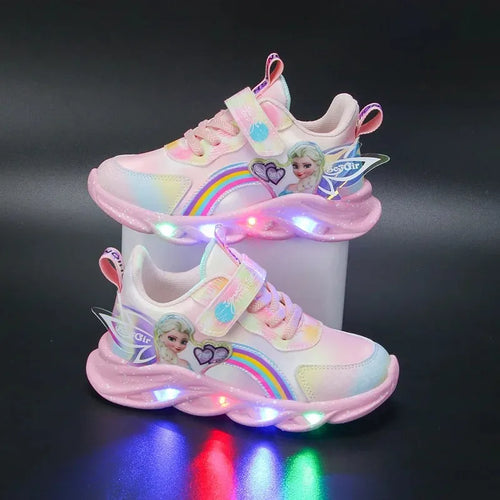Disney Girls' Casual Shoes Led Lights Mesh Breathable Children's