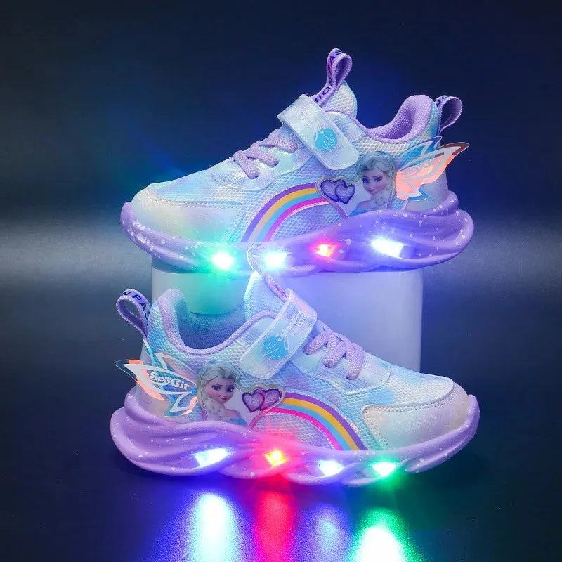 Disney Girls' Casual Shoes Led Lights Mesh Breathable Children's
