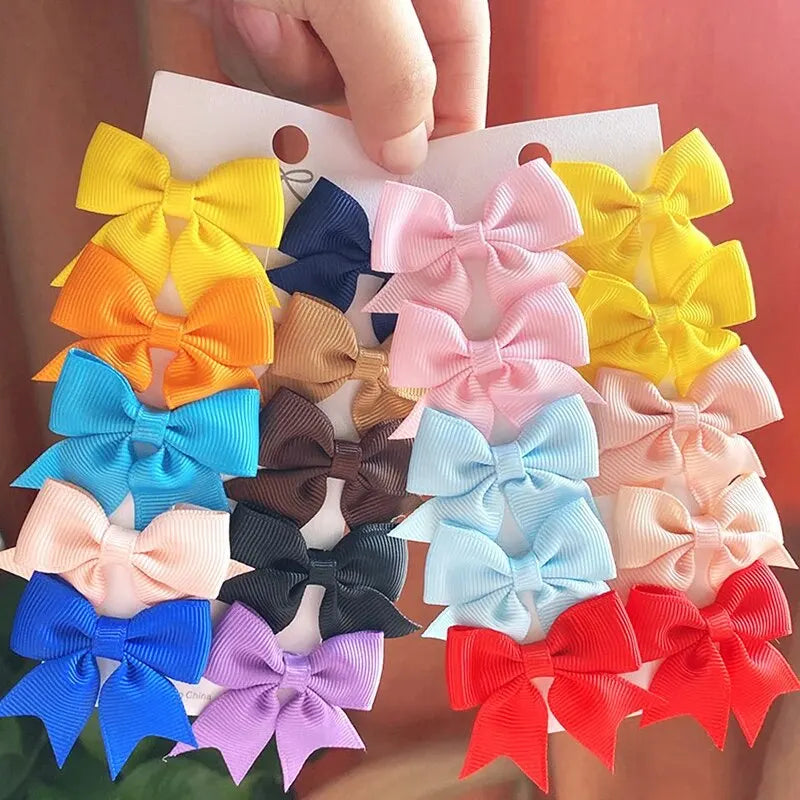 10Pcs Cute Bows Baby Hair Clips Candy Color Girls Princess Hairpins