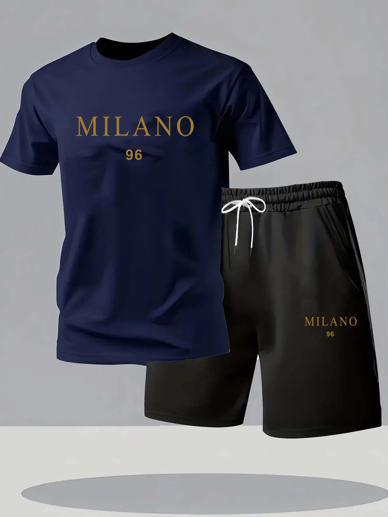 Men's Fashion Two-Piece Set Breathable Workout Tracksuit T-Shirt