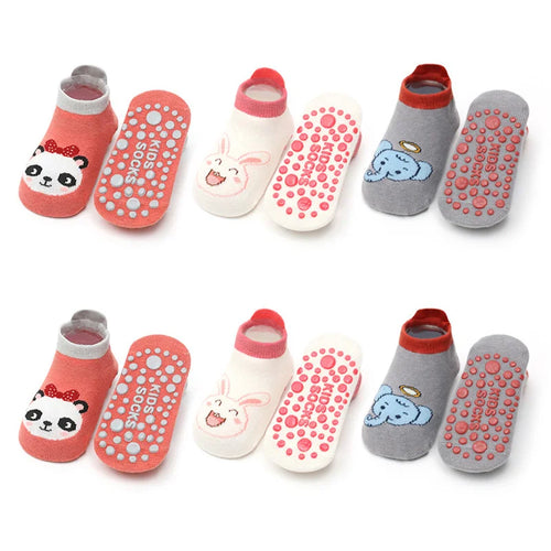 6 Pairs Kids Cotton Socks Cute Cartoon Animal Pattern Comfy Breathable
