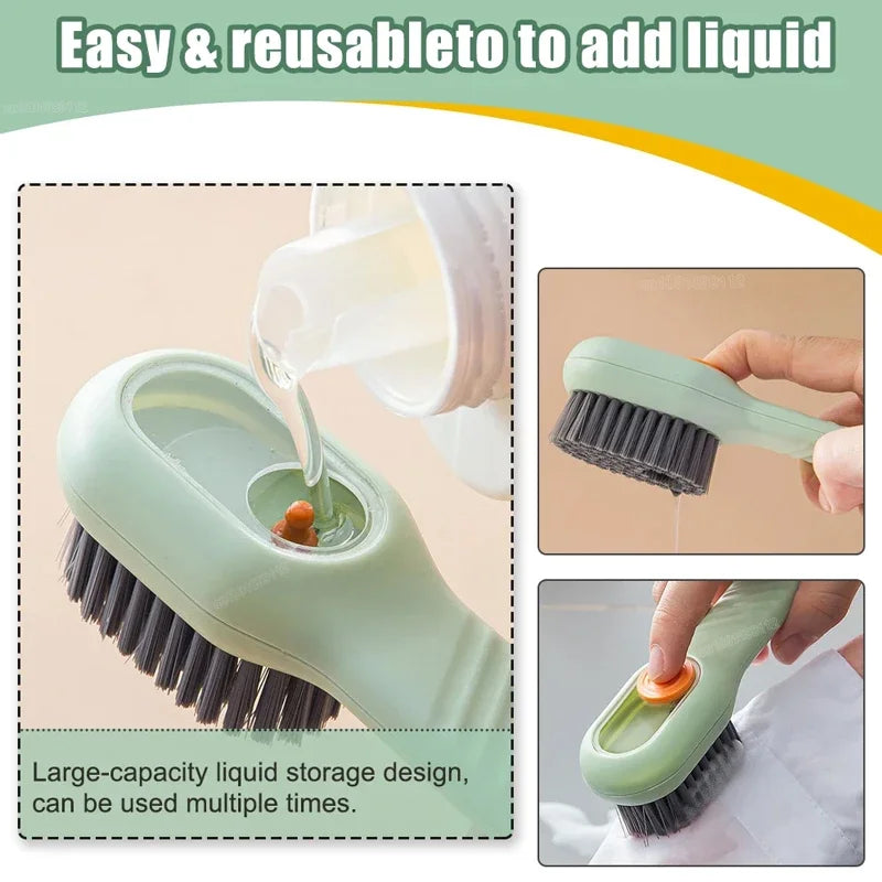 1/2pcs Shoes Brush Automatic Liquid Discharge Multifunction Press Out