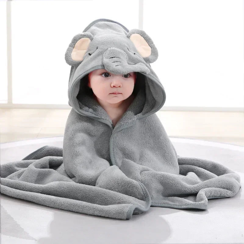 Baby Bath Towel Boy Girl Newborn with Hood Cartoon Animal Coral Fleece