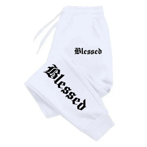 BLESSED print  men's activewear leggings Sportswear men's drawstring