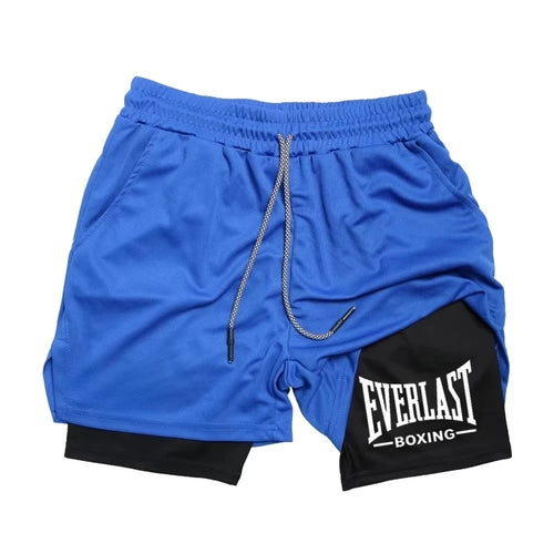 2 in 1 Running Shorts Men Workout EVERLAST Compression Shorts with